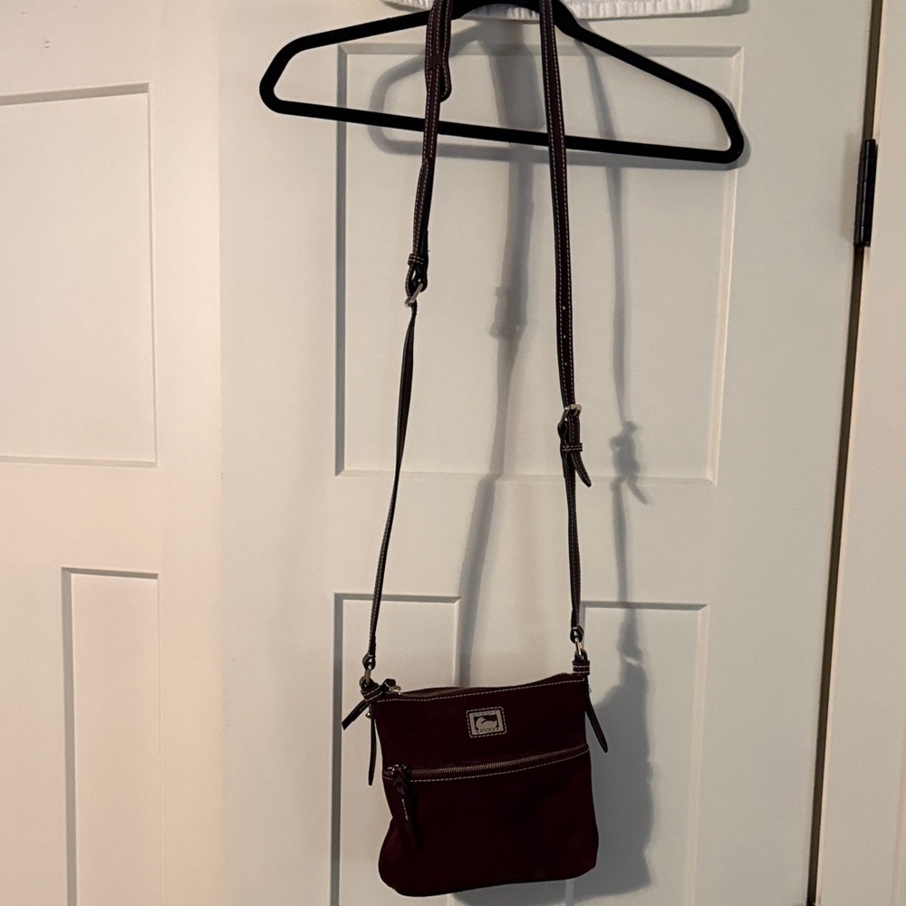 Elegant Maroon Suede Crossbody Bag